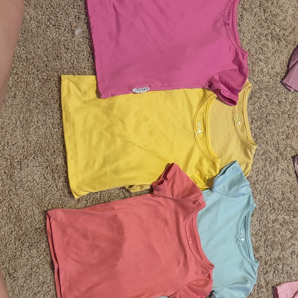 Vibrant Kids Short Sleeve Tee Set - Pink, Yellow, Coral, Light Blue